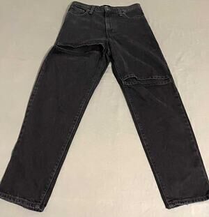 Levi's Sliced High Waisted Mom Jeans Black Destructed Ripped Slit Denim 29x27